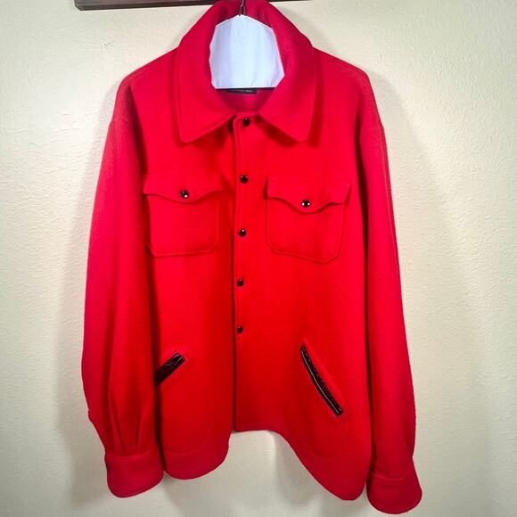 Vintage Skookum Letterman Red Virgin Wool Jacket Mens 52 Hunting Coat - Picture 1 of 12